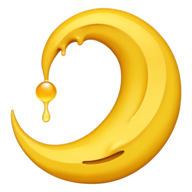 Melting waning crescent moon without any face and should in yellow colour sticker