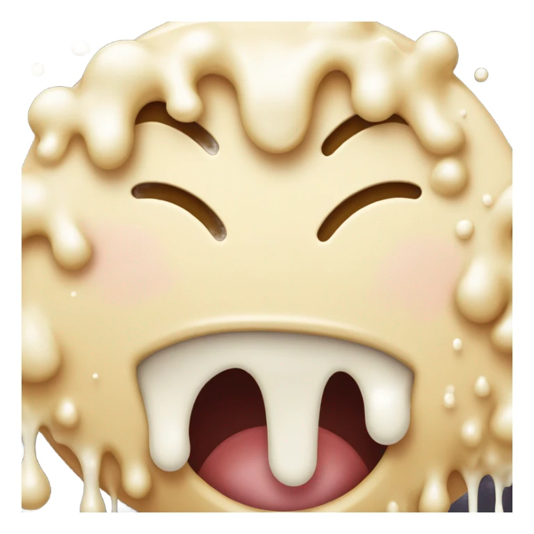 Emoji of a euphoric smiling drooling face with white milk dripping down the face  sticker