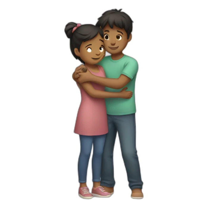 Girl and boy hug tight sticker