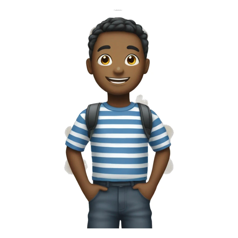 smiling boy in striped shirt sticker