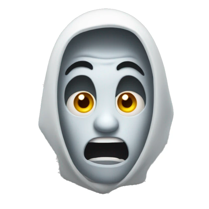 An emoji of him looking ghostly and scared sticker