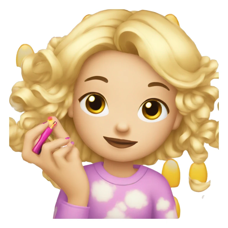 blong girl Putting Nail polish on sticker