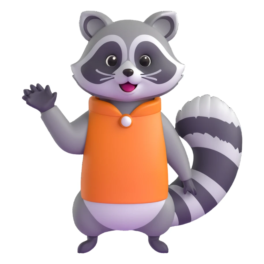 raccoon waving enthusiastically sticker