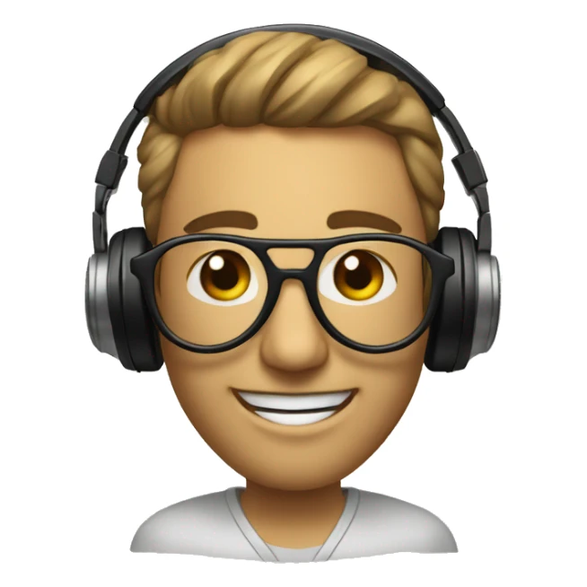 Un Dj con lentes , tocando una tornamesa y unos audífonos en las orejas  sticker