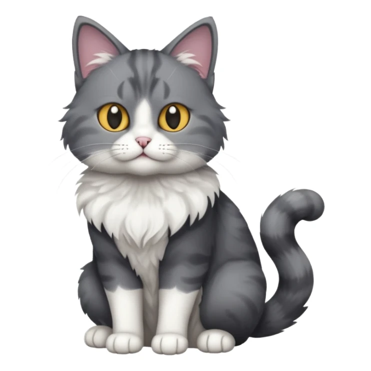 full body dark grey and white cat with white front legs sticker