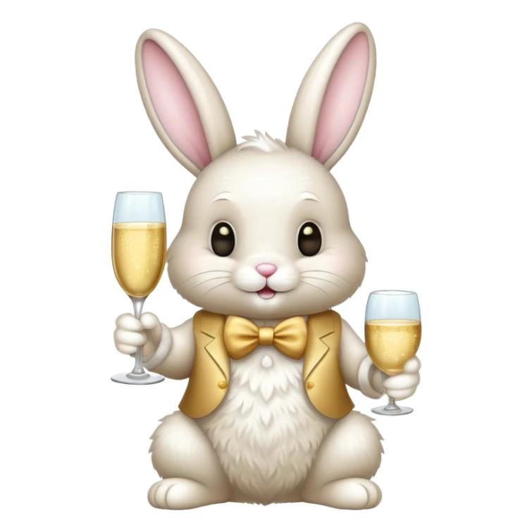 Easter bunny holding a glass of champagne sticker
