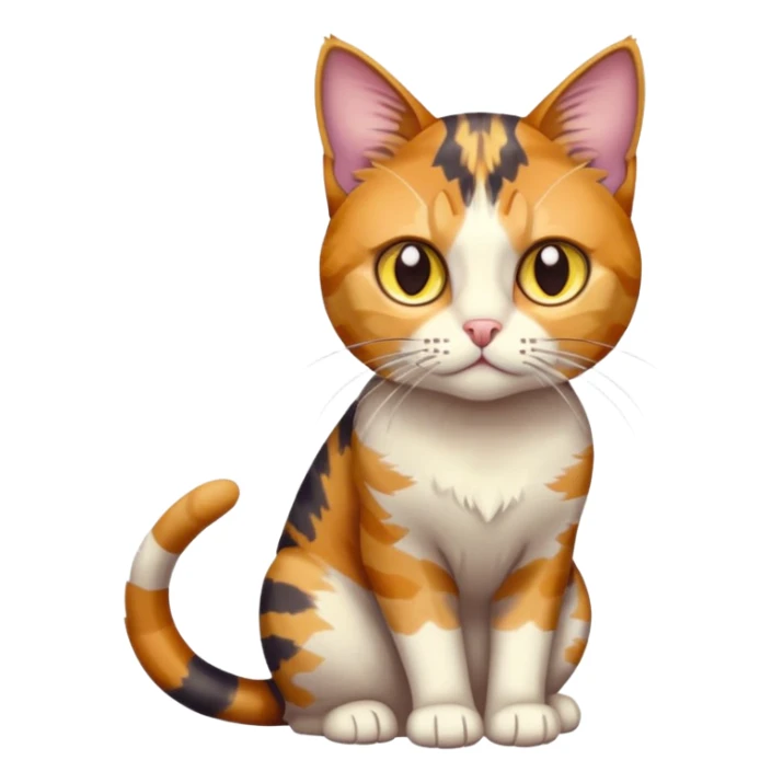 full body anxious looking colourful light patched calico tabby cat with hazel eyes sticker