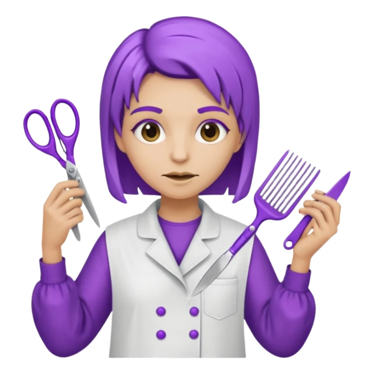 purple skinned mutant hairdresser sticker