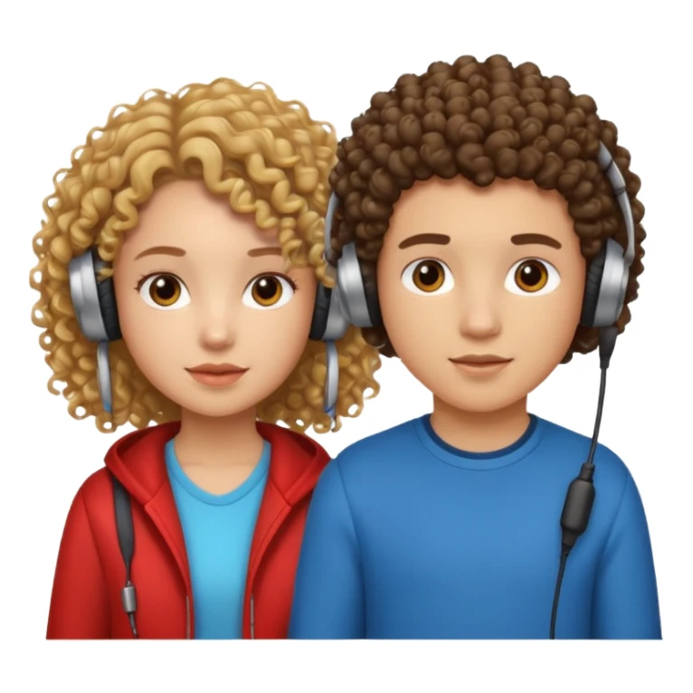 curly haired with headphones in girls and boys sticker