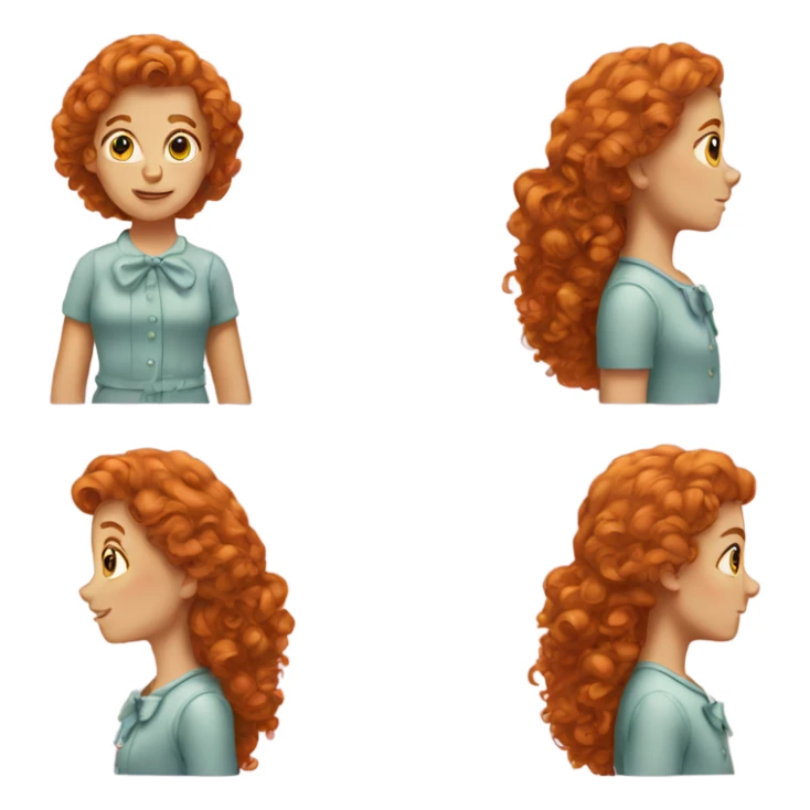 Ginger girl with curly hair and bow sticker