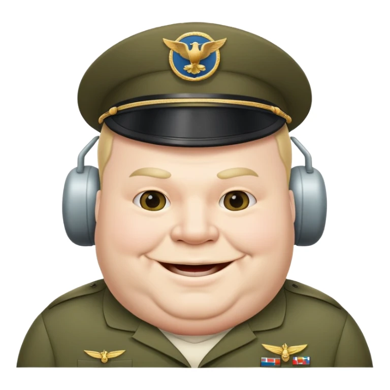 a military plane with a head of a bold fat man sticker