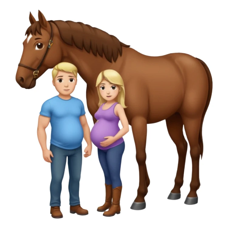 pregnant man with horse sticker