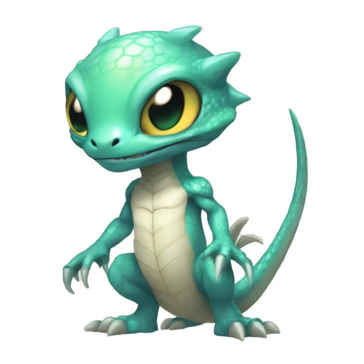 Chibi, White, Anthro-Sona-Lizard-Alien-Fakémon, Full Body sticker