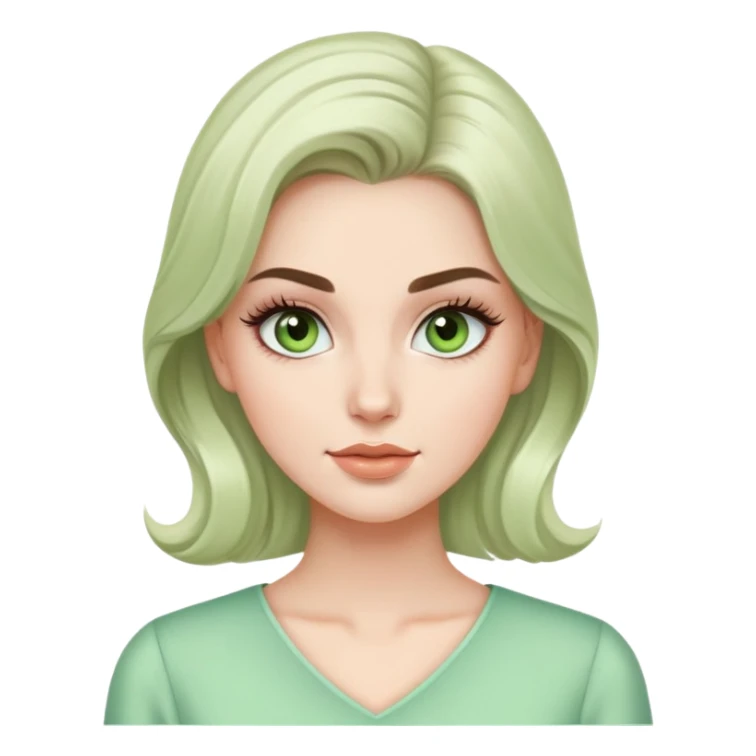 elegant white model girl with light green blouse and voluminous eyelashes sticker