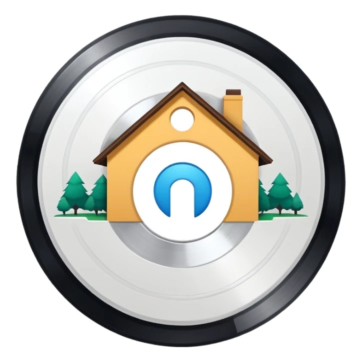 white vinyl with a house logo in the middle sticker