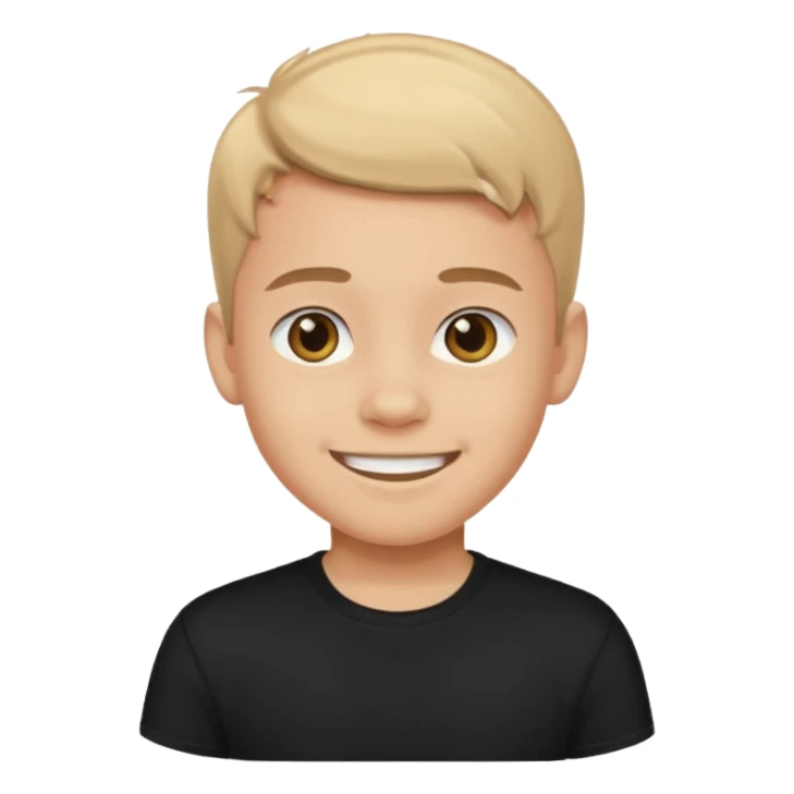 smiling boy in black shirt sticker