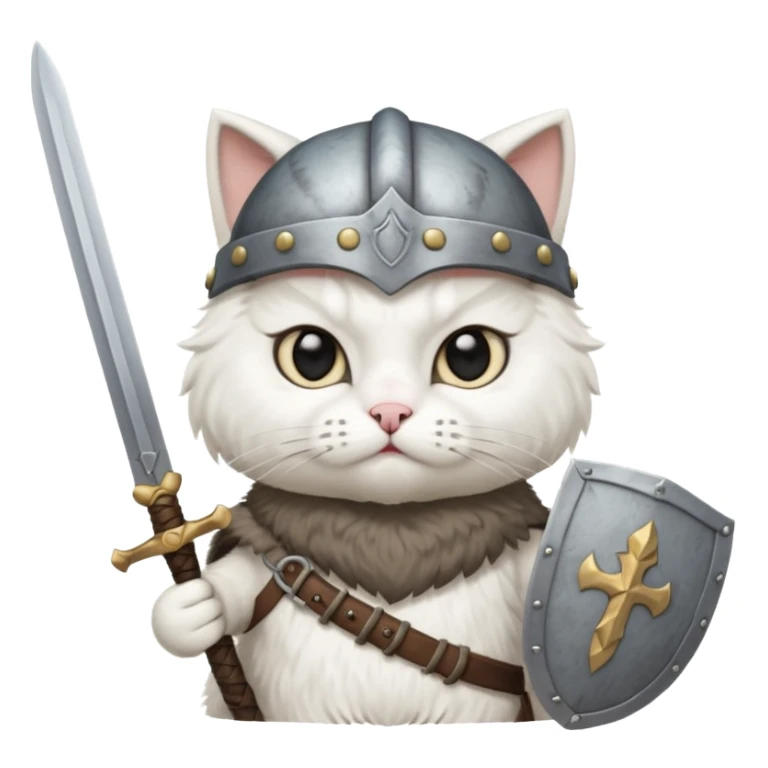 white cat with viking helmet and sword sticker