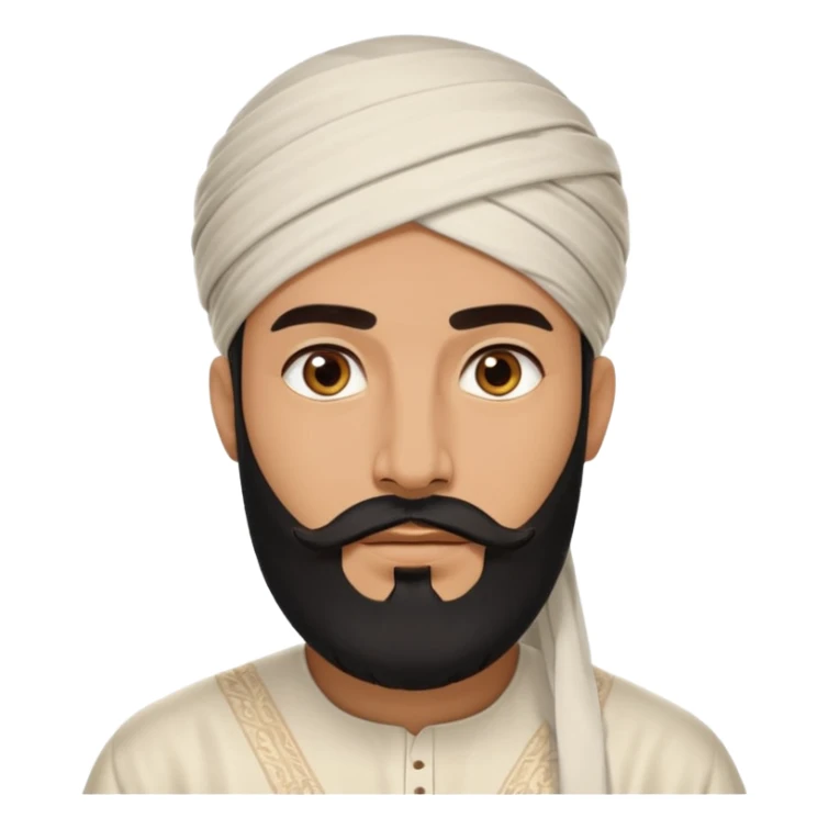 arab with black beard and defined jaw wearing white kandura sticker