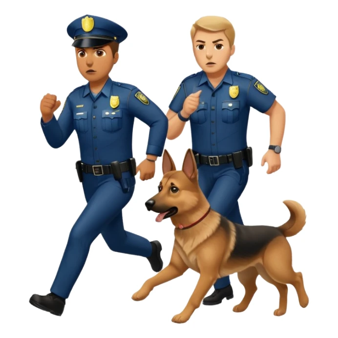 Police with dog is angry and police is running sticker