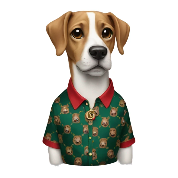 Dog wearing Gucci shirt  sticker