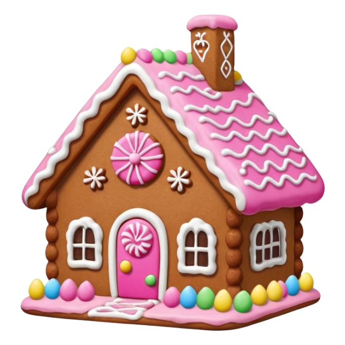 Lebkuchen Haus mit rosa und weißen details  sticker