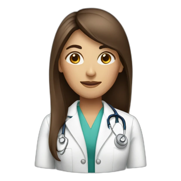 Female brown long straight hair Doctor sticker