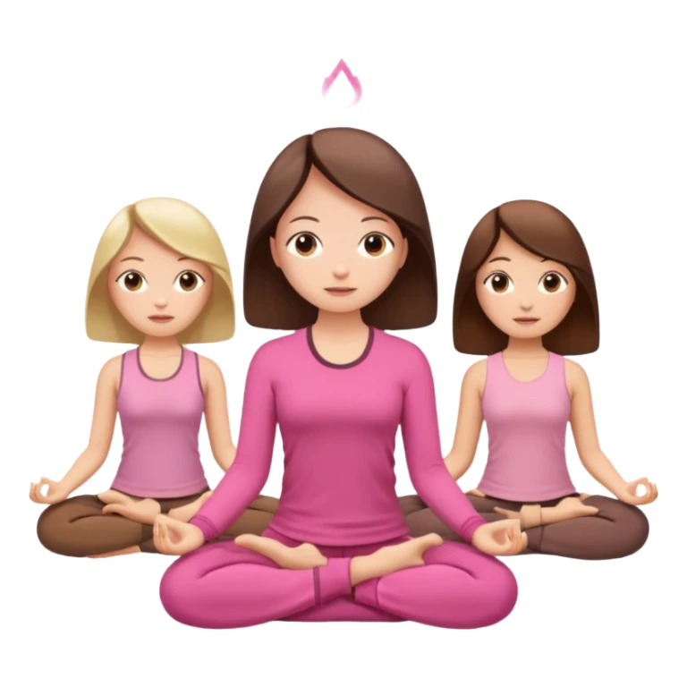 3 girls meditating dressing pink and brown clothers sticker