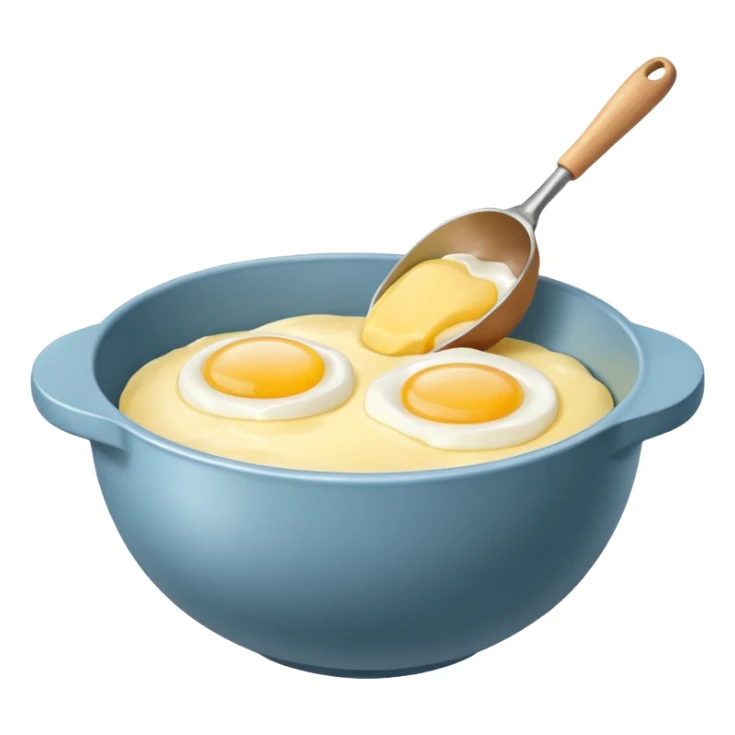 baking preperation with mixing bowl with uncracked eggs and butter sticker