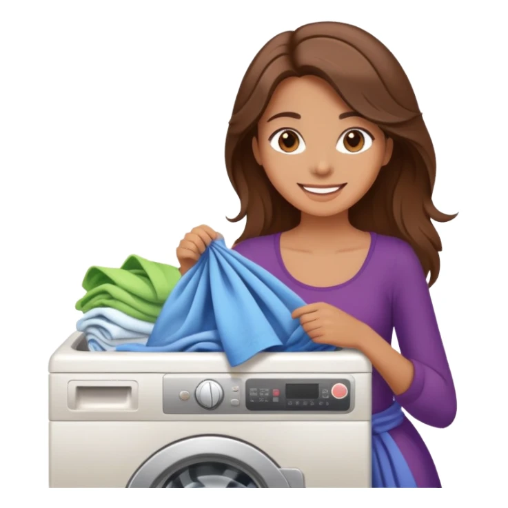  happy elegant beautiful girl flowy brown hair that is more valuable then corals doing laundry in old-money style  sticker