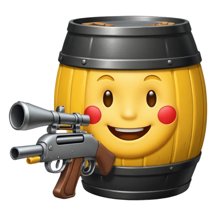 Create a smiling face emoji that’s sucking on the barrel of a shotgun sticker