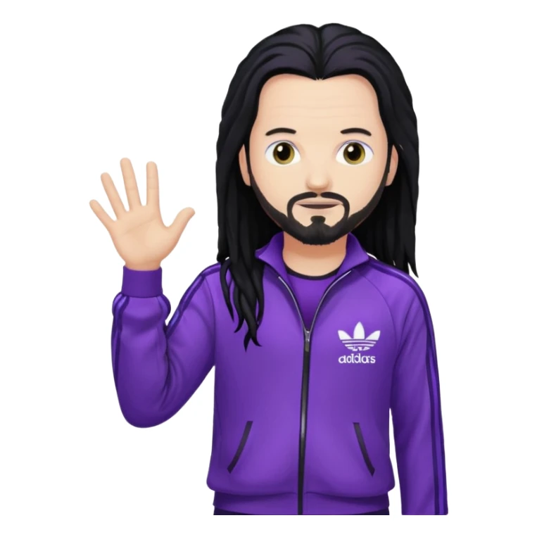 Jonathan Davis long black hair, sequin purple Adidas outfit sticker