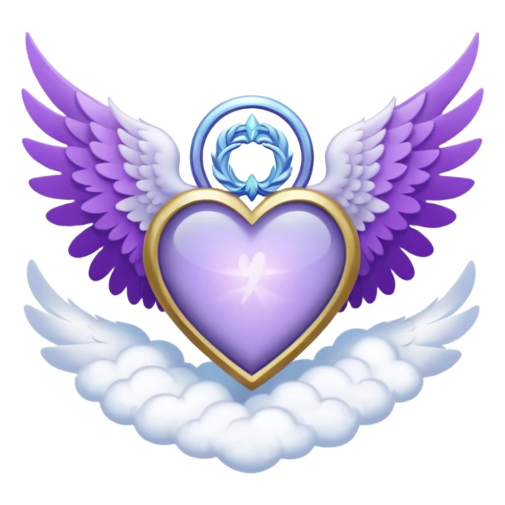 A Purple Heart surrounded by sacred clouds and wind and seraphim wings sticker