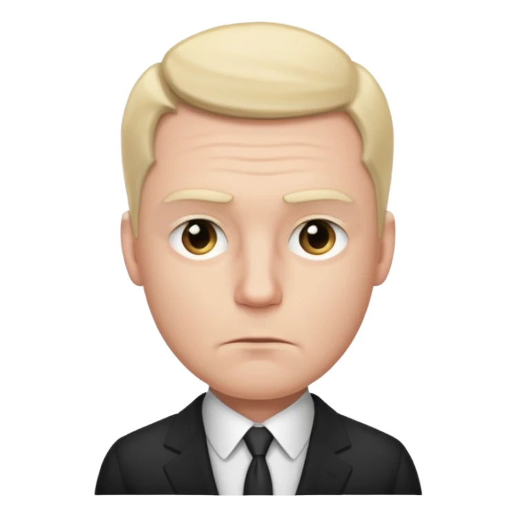 white man in formal suit in thought, in thought, one raised eyebrow sticker