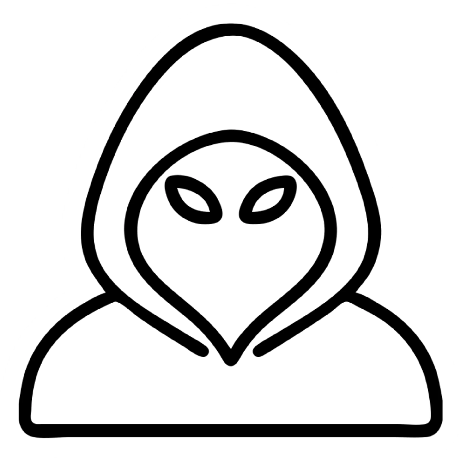 mysterious hooded figure, deep red hood, glowing eyes, icon style sticker