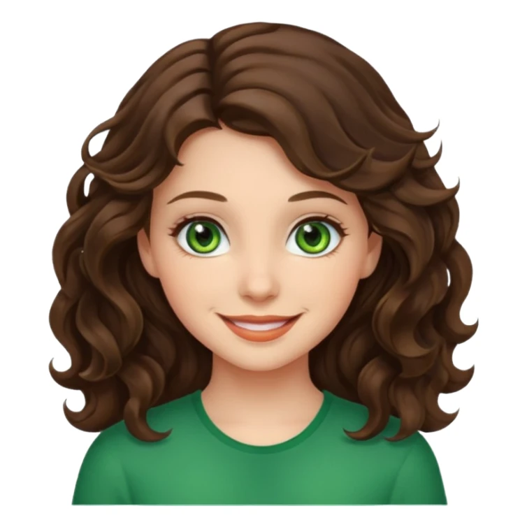 A girl brunette wavy hair green eyes sticker