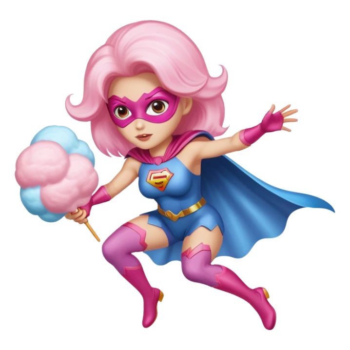 cotton candy woman super hero flying sticker