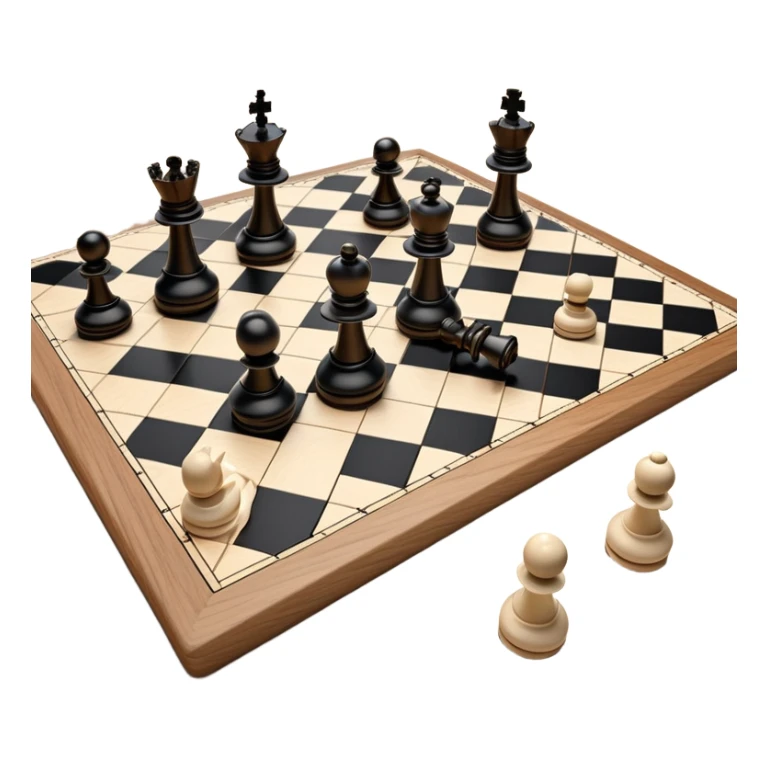 A chessboard with a few strategically placed pieces, including a king, queen, and pawns. The scene highlights the classic black and white squares of the board, emphasizing strategy and thoughtfulness in the game of chess. sticker