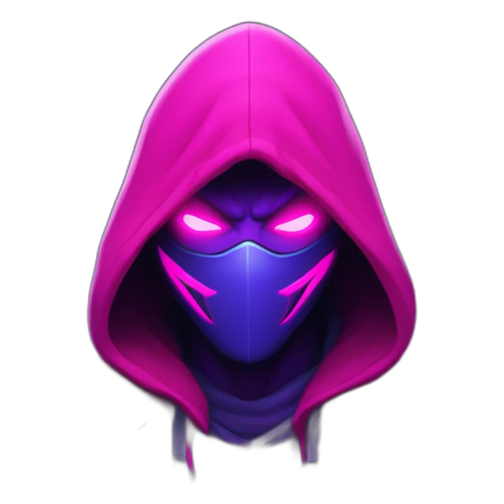 Riot Games Valorant neon pink eyes glowing bright red Video game character blue purple hooded assassin themed character shrouded wraith sticker