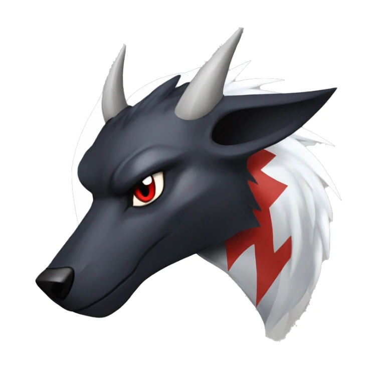 Black Cool Edgy Nargacuga-Houndoom-Garchomp-Absol Fakémon  with White and Red Edgy markings sticker
