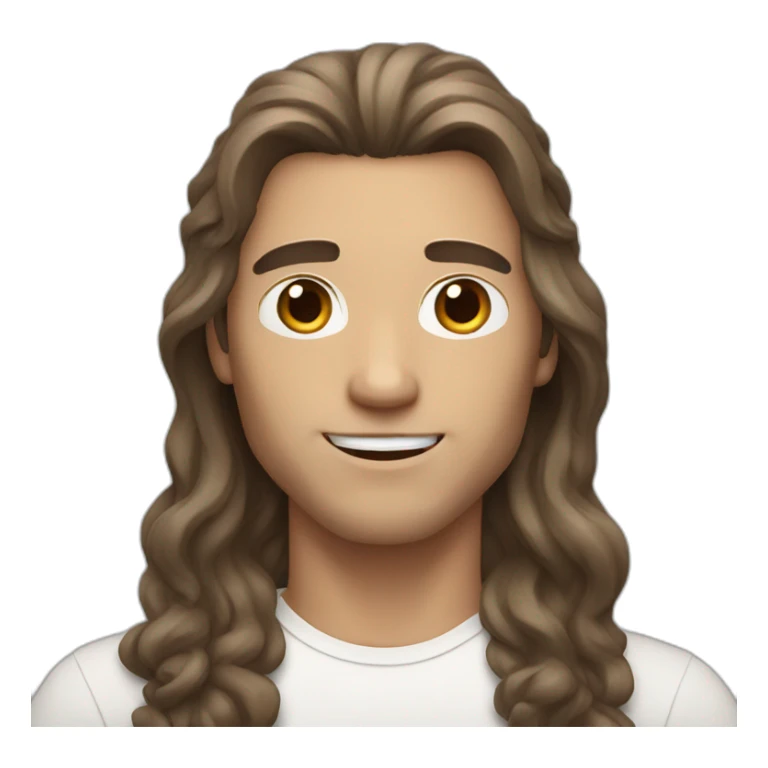 yang white man with long brown hair, brown eyes sticker