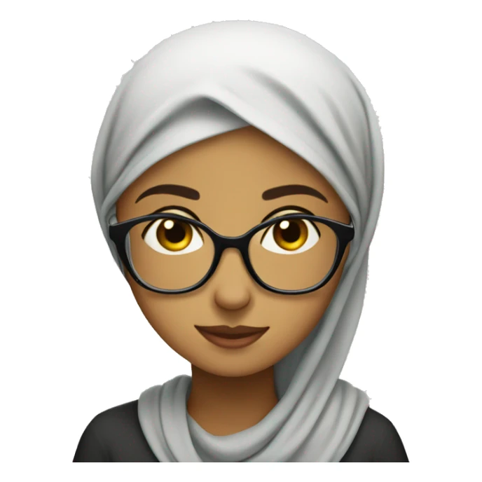 Muslim girl with glasses and funny sticker