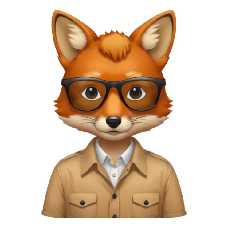 fox with black sunglasses and shirt sticker
