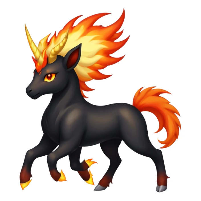 Shiny Exotic Gothic Rapidash-Houndoom-Pokémon-Fakémon-hybrid-creature sticker