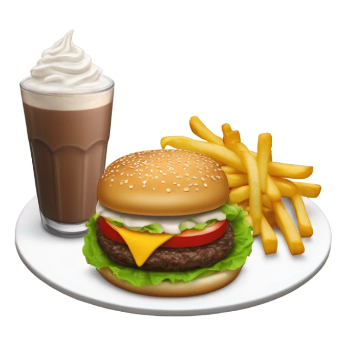 In and out cheese burger, French fries, and a chocolate shake sticker