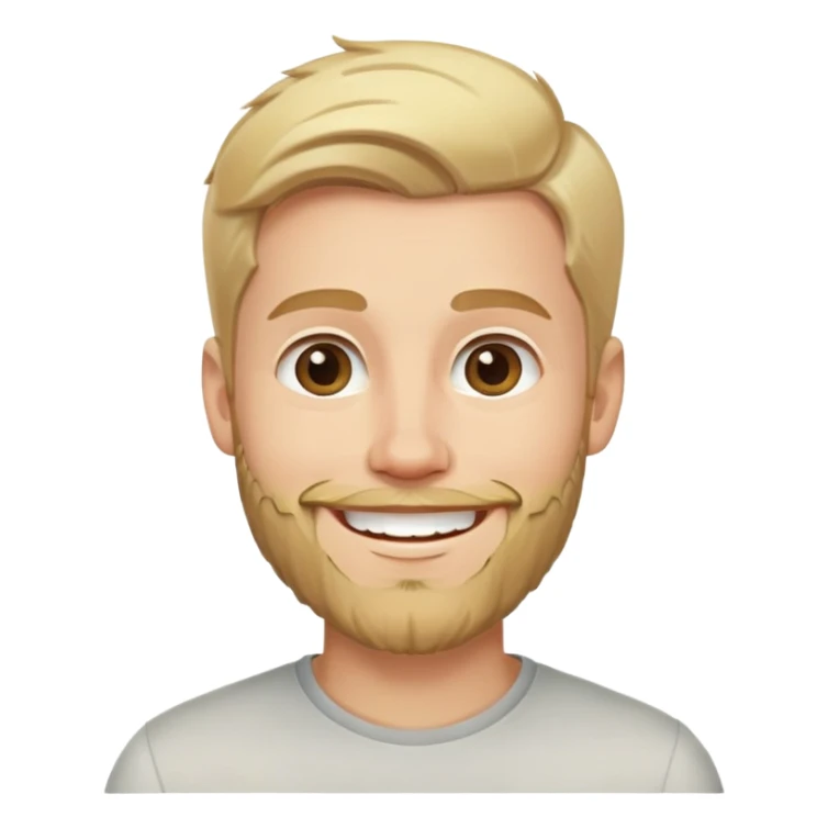young man with blonde hair and medium beard smiling happily sticker