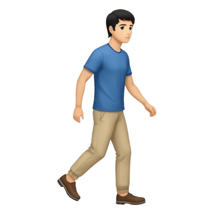 The Walking Man black hair all body from the side and taking a step sticker