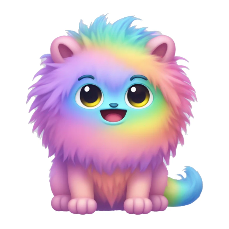 Cute little rainbow pastel furry monster kawaii sticker