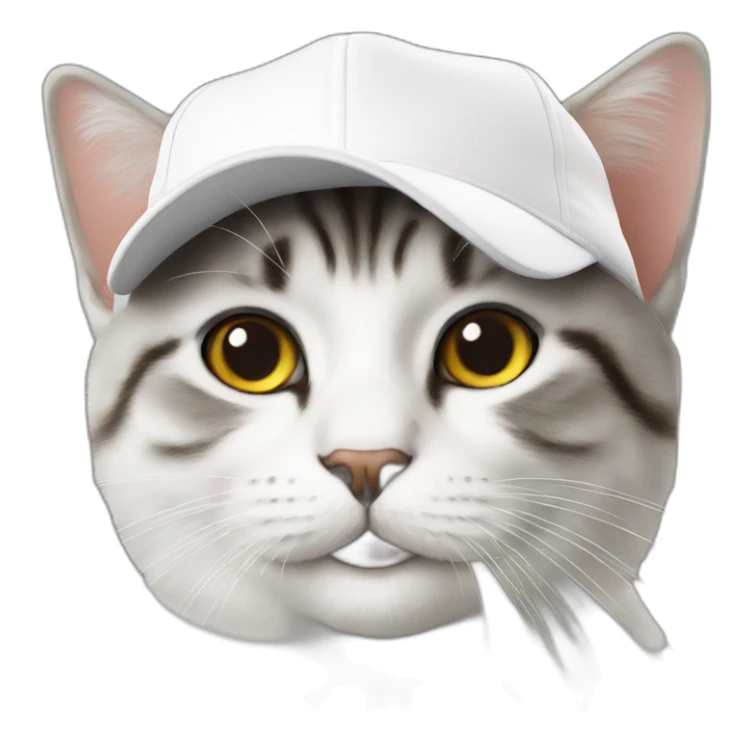 Cat white cap sticker