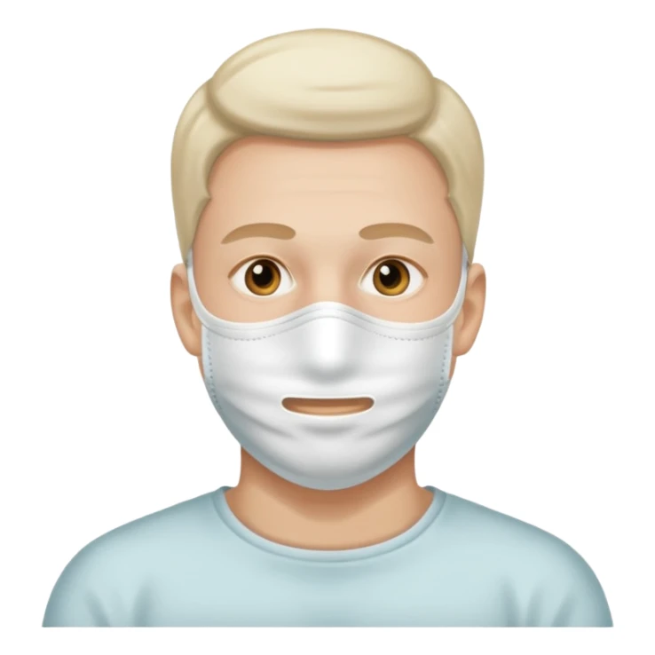 men's face with white facial mask sticker