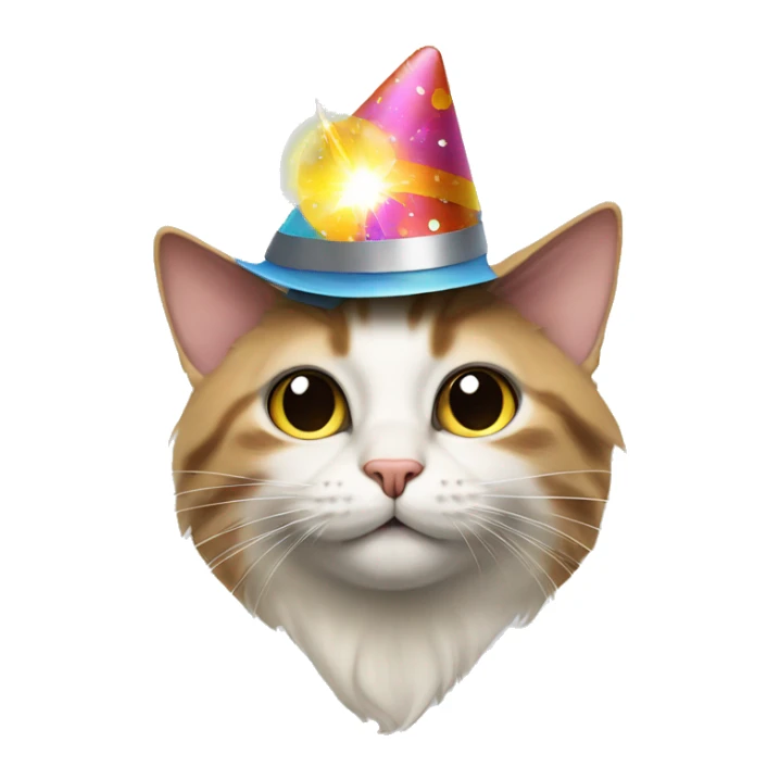 cat wearing a birthday hat at a star wars birthday party sticker